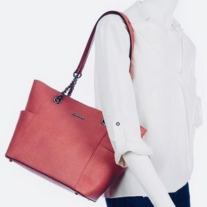 CALVIN KLEIN Dahlia HAYDEN Saffiano Leather Tote